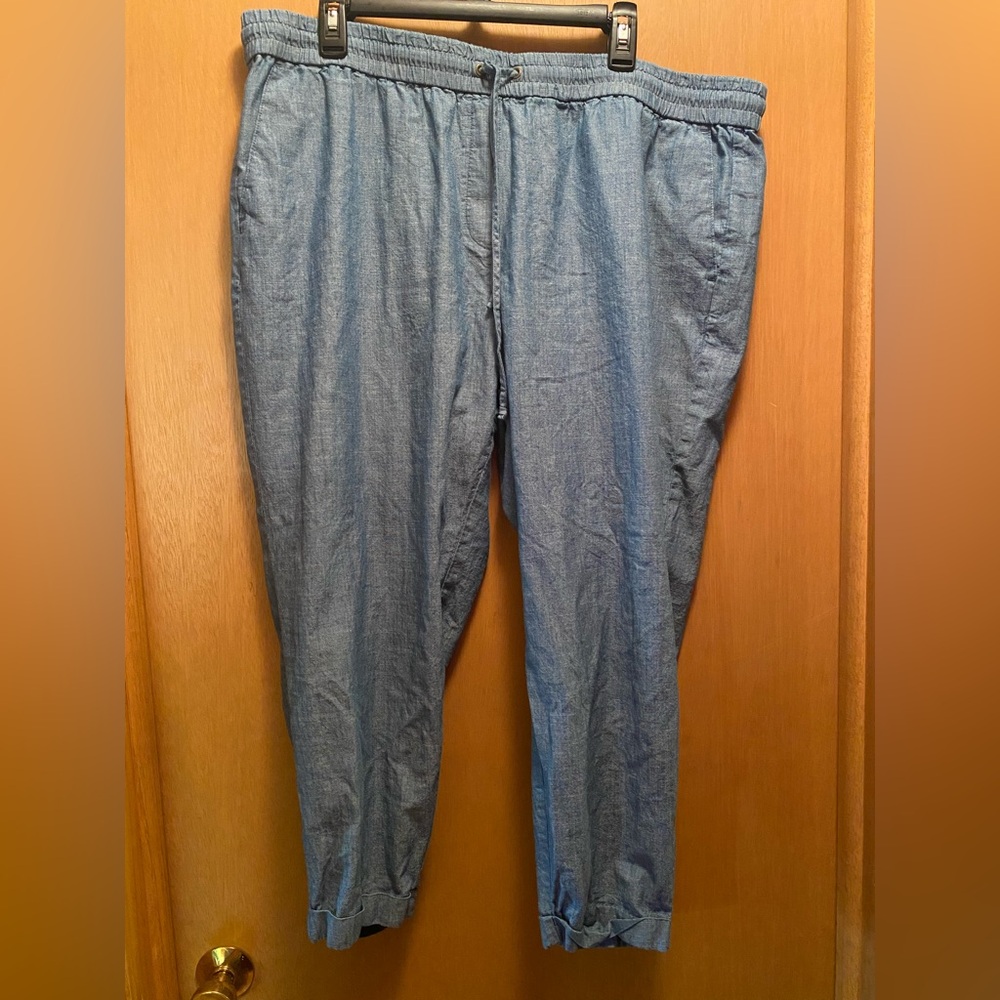 J. Crew Factory women’s plus size cotton-linen drawstring pants size 18